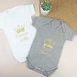 Lisa Angel Soft Cotton Personalised 'Prince' Short Sleeved Baby Bodysuit