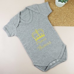 Personalised 'Prince' Short Sleeved Babygrow