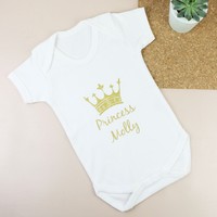 Personalised 'Princess' Short Sleeved Babygrow