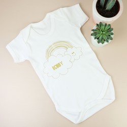 Personalised Rainbow Short Sleeved Babygrow