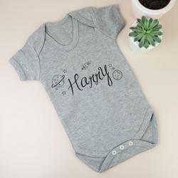 Personalised Solar System Short Sleeved Babygrow