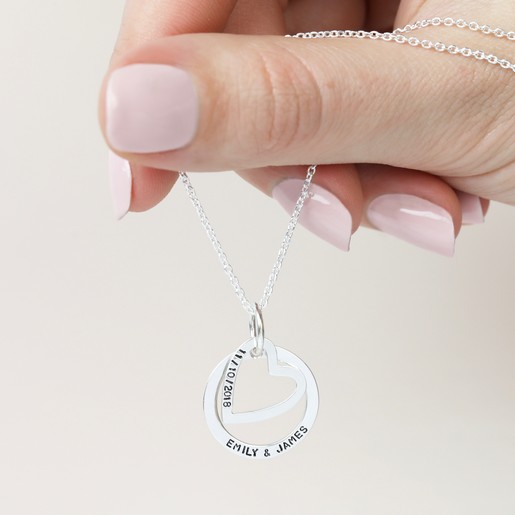 Personalised Sterling Silver Hearts & Hoops Necklace | Lisa Angel