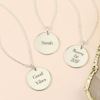 Personalised Engraved Sterling Silver Disc Necklace