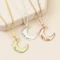 Personalised Sterling Silver Crescent Moon Necklace