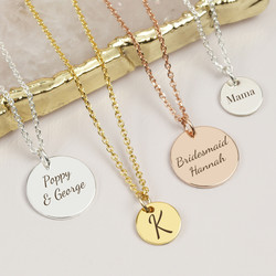 Personalised Sterling Silver Disc Necklace