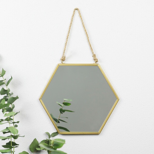 Small Geometric Gold Mirror