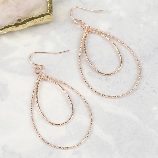 Sparkly Rose gold Drop Earrings