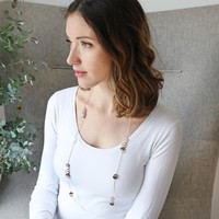 Long Mixed Metal Half Discs Necklace