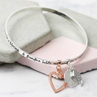 Personalised Silver 'Grandma' Meaningful Words Charm Bangle