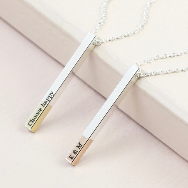 Personalised Dipped Silver Slim Bar 