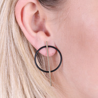 Circle & Bar Stud Earrings in Gold and Black