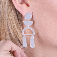 Geometric Shapes Drop Earrings in Silver