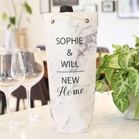 Personalised 'New Home' Marble Effect Bottle Bag