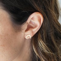 Gold Sterling Silver Horn Stud Earrings