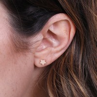 Rose Gold Sterling Silver Puffed Star Stud Earrings