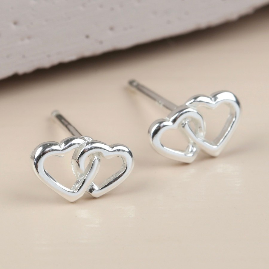 Acrylic Earrings Gift for Her Acrylic Studs Silver Heart Studs Sparkle Acrylic Earrings Love Heart Studs Silver Sparkle Studs