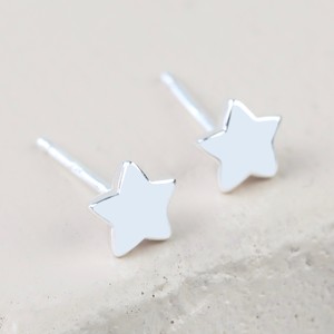 Sterling Silver Puffed Star Stud Earrings
