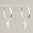 Ladies' Sterling Silver Wing Charm Hoop Earrings
