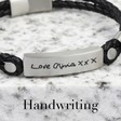 Lisa Angel Men's Sentimental Personalised Leather and Brushed Bar Bracelet in Black