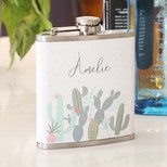 Personalised Stainless Steel Cactus Name Hip Flask