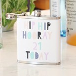 Personalised Stainless Steel 'Hip Hip Hooray' Hip Flask