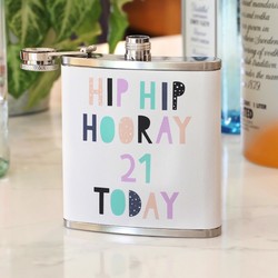 Personalised Stainless Steel 'Hip Hip Hooray' Hip Flask