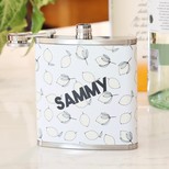 Personalised Stainless Steel Lemon Name Hip Flask