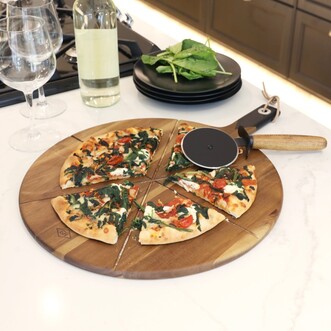Pizza Cutter & Serving Board Set