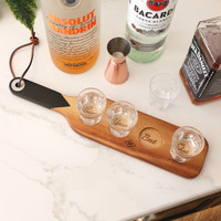 Wooden Serving Board & Shot Glasses