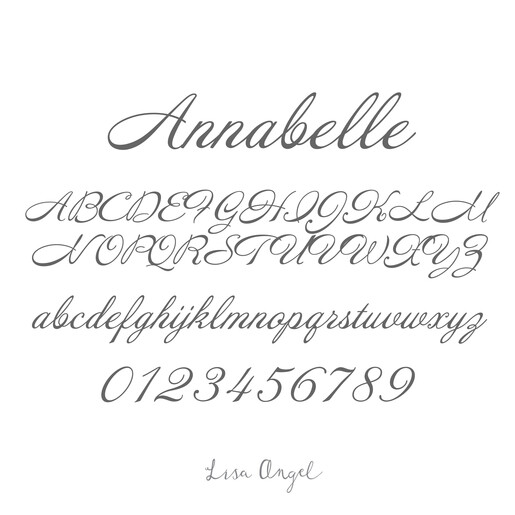 Lisa Angel Annabelle font collage