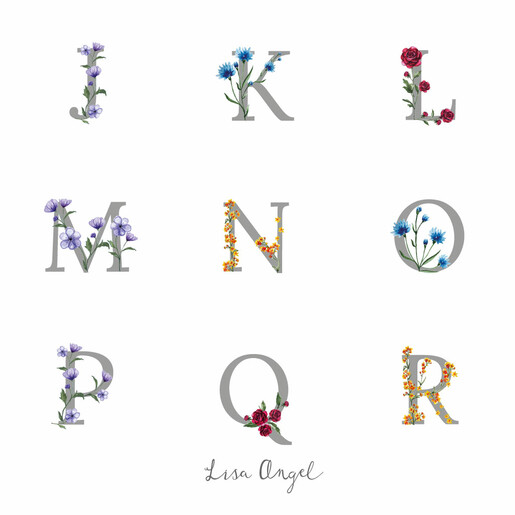 Floral Initial Collage J to R