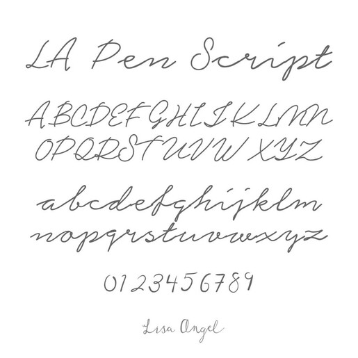 LA Pen Script Lisa Angel LA Pen script Font Collage
