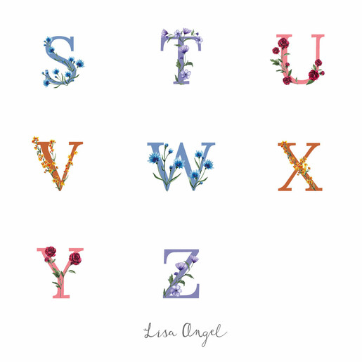 S to Z initial graphics for Floral Initial Compact Mirror