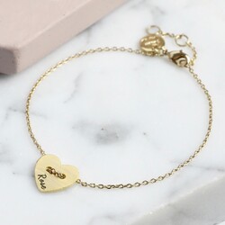 Gold Button Heart Bracelet