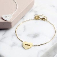 Personalised Button Heart Name Bracelet
