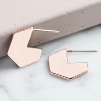 Hexagonal Hoop Stud Earrings in Rose Gold