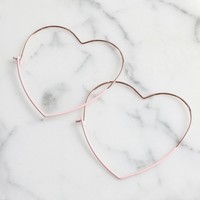 Rose Gold & Pink Heart Hoop Earrings