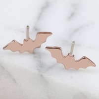 Rose Gold Bat Stud Earrings