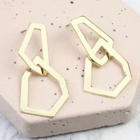 Statement Interlocking Irregular Shape Earrings in Gold