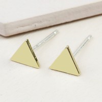 Tiny Triangle Stud Earrings in Gold