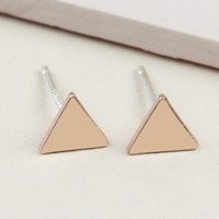 Tiny Triangle Stud Earrings in Rose Gold