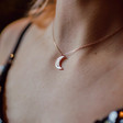 Constellation Moon Pendant Necklace in Rose Gold on Model