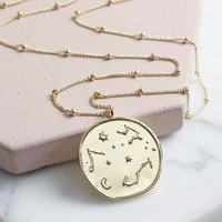 Constellation Disc Pendant Necklace in Gold