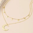 Lisa Angel Ladies' Gold Double Layer Stars and Moon Necklace