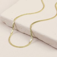 Herringbone Chain Choker Necklace in Gold