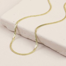 Herringbone Chain Choker Necklace in Gold