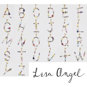 Rainbow Crystal Initial Necklace in Gold - B