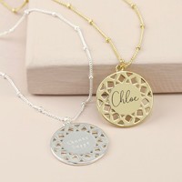Personalised Long Aztec Disc Necklace