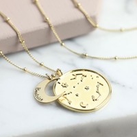 Personalised Constellation Disc Pendant Necklace in Gold