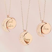 Personalised Constellation Moon Necklace in Rose Gold